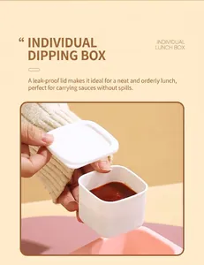 Independent sauce container with lid for meal prep, leakproof square dip box