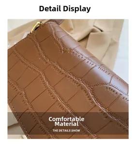 Close-up of the vintage brown crocodile-embossed leather texture and premium fabric finish