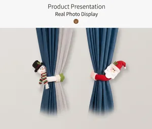 Lot d'embrasses de rideaux de Noël avec père Noël et bonhomme de neige en peluche