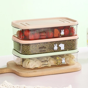 Stackable Miffy clear plastic food storage container set with colorful airtight lids