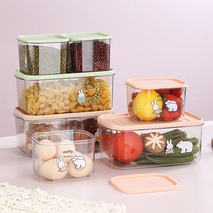 Stackable Miffy clear plastic food storage containers with airtight lids in 3-piece set
