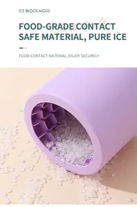 Detail of purple silicone ice mold highlighting food-grade material and inner structure