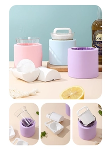 Detailed view of filling and closing the silicone ice ball mold for large round ice spheres
