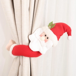 Boucle de Rideau de Noël Dessin Animé Père Noël Bonhomme de Neige Renne Embrasse en Peluche Décoration de Fenêtre Maison