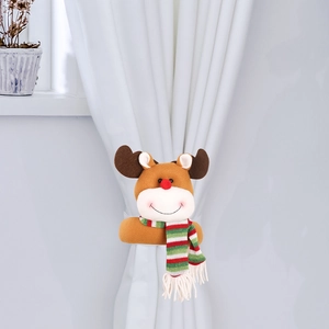 Embrasse de rideau de Noël renne avec écharpe tricotée pour décoration de fenêtre festive