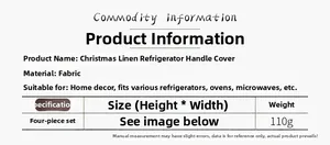 Specifications of Christmas burlap refrigerator handle covers for home appliances