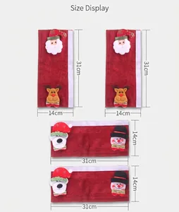 Size display of Christmas burlap appliance handle covers with festive 3D embroidery detail