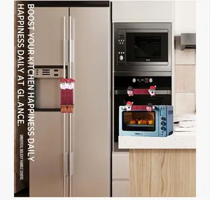 Christmas microwave and fridge handle covers featuring Santa Claus and snowman motifs
