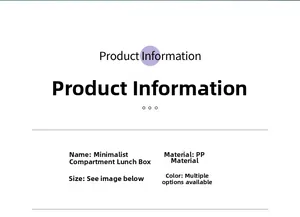 Detailed specifications for PP microwaveable lunch box with divided compartments