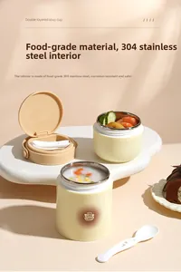 Detailed view of 304 stainless steel food jar with folding spoon and carry handle