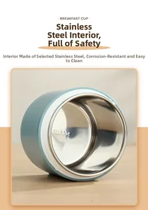 Vue détaillée de l'intérieur en acier inox SUS304 d'un bol à soupe portable durable