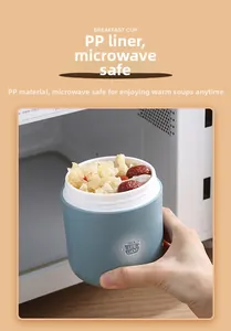 Tasse à petit-déjeuner bleue avec doublure PP, compatible micro-ondes pour soupes