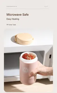 Detail of microwave safe 304 stainless steel soup cup with PP liner and carry handle