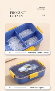Detail view of cartoon bento box with 3 compartments made of food-grade PP material