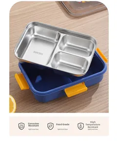 Detalle de fiambrera de acero 304 con bandeja interior desmontable de grado alimenticio