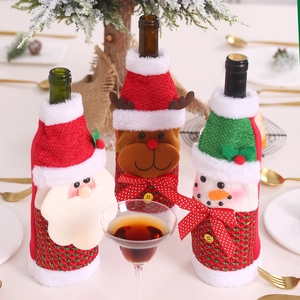 Christmas wine bottle covers featuring Santa, Reindeer, and Snowman designs for festive decor