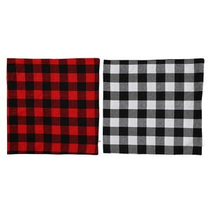 Σετ δύο διακοσμητικές μαξιλαροθήκες Buffalo Plaid σε κόκκινο, λευκό και μαύρο καρό ύφασμα