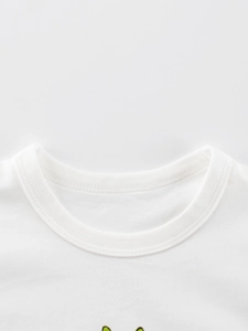 White cotton round neck short sleeve T-shirt for kids featuring premium double stitching