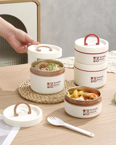 Détails de boîtes à lunch empilables avec doublure en acier inoxydable et poignées