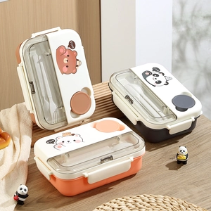 Boîte à Bento Portable en Acier Inoxydable 304 pour Adultes Étudiants Boîte à Lunch Étanche Compartimentée Avec Support Téléphone