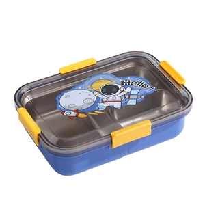 Boîte à bento en acier inoxydable 304 à 3 compartiments avec motif d'astronaute