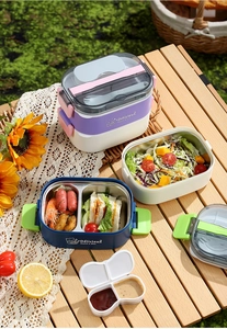 Detail of bento box with SUS 304 stainless steel liner and separate sauce container