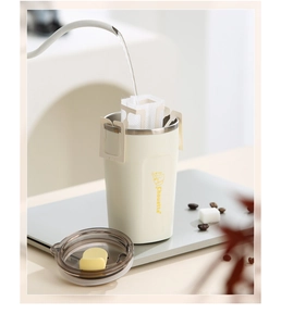 Brewing coffee with filter bag in cream 304 stainless steel insulated travel mug