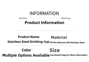 Specifications of stainless steel coffee cup with 304 material and multi-color options