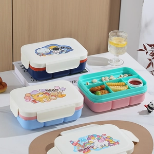 Portapranzo Bento Portatile da 1.4L in Plastica PP a Doppio Strato Per Studenti Motivo Astronauta Unicorno Microonde