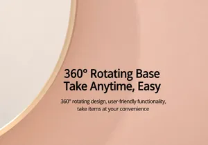Detail van 360 graden draaibare basis voor beige make-up kwast opbergdoos
