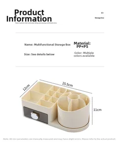 Detailed dimensions of the multifunctional storage box with PP and PS material specs