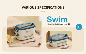 Detail of 304 stainless steel lunch box with handles and secure side buckles