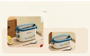 Detail of 304 stainless steel lunch box with handles and secure side buckles