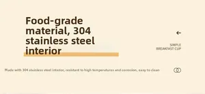 Detail of food-grade 304 stainless steel interior for a heat-resistant breakfast cup