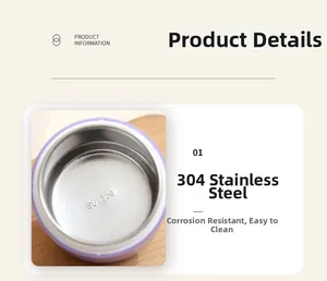 Close-up of high-quality SUS304 stainless steel interior of a portable soup breakfast cup