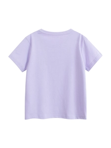Lavendelfarbenes Baumwoll-T-Shirt für Mädchen mit kurzem Arm und klassischem Rundhalsausschnitt