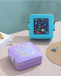 Boîte à lunch pour enfants avec motifs de dinosaures et d'espace et loquets sécurisés