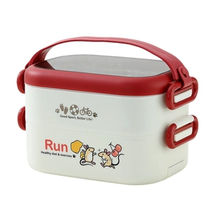 304 stainless steel lunch box with double-layer cartoon design and portable handle