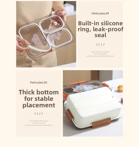 Detail van de siliconen afdichtring en dikke bodem van deze lekvrije bento lunchbox