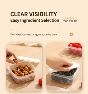 Detail view of transparent stackable food containers with airtight lids for meal prep