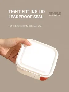 Detail of square food storage container with airtight silicone seal and leakproof lid