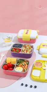 Three-compartment stainless steel lunch box showing food storage and leakproof design