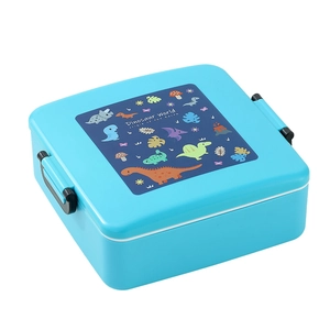 Boîte à lunch bleue pour enfants avec motif de dinosaure et clips de fermeture solides