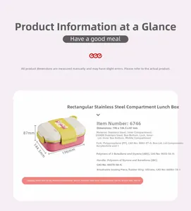 Detail view of pink 304 stainless steel lunch box with layered internal compartments