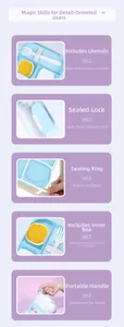 Detail view of leak-proof silicone seal and portable handle for 304 stainless steel lunch box