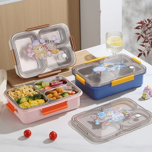 304 Roestvrijstalen Lunchbox Met Compartimenten Lekvrije Bento Box Waterinjecteerbare Thermische Voedselcontainer Met Lepel