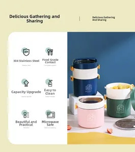 Detail of 304 stainless steel lunch box interior with food-grade sealing lid