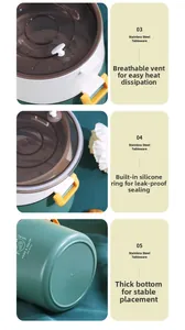 Detail view of the leak-proof silicone seal and ventilation port of the green lunch box