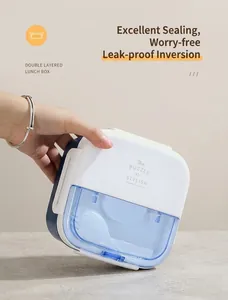 Test d'étanchéité de la boîte à lunch double couche montrant le joint et le design