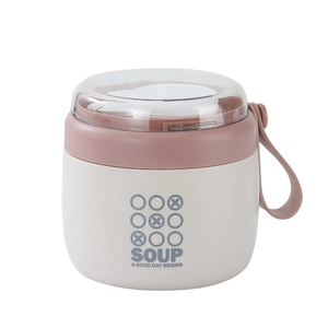 Tazza da zuppa portatile in acciaio inossidabile 304 con cucchiaio pieghevole